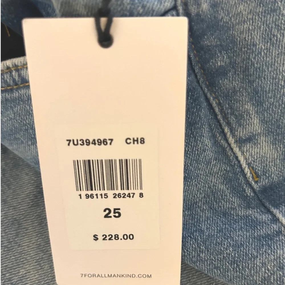 New W/Tag 7 For All Mankind Jeans Womens Size 25 Distressed Blue Denim MRSP $228